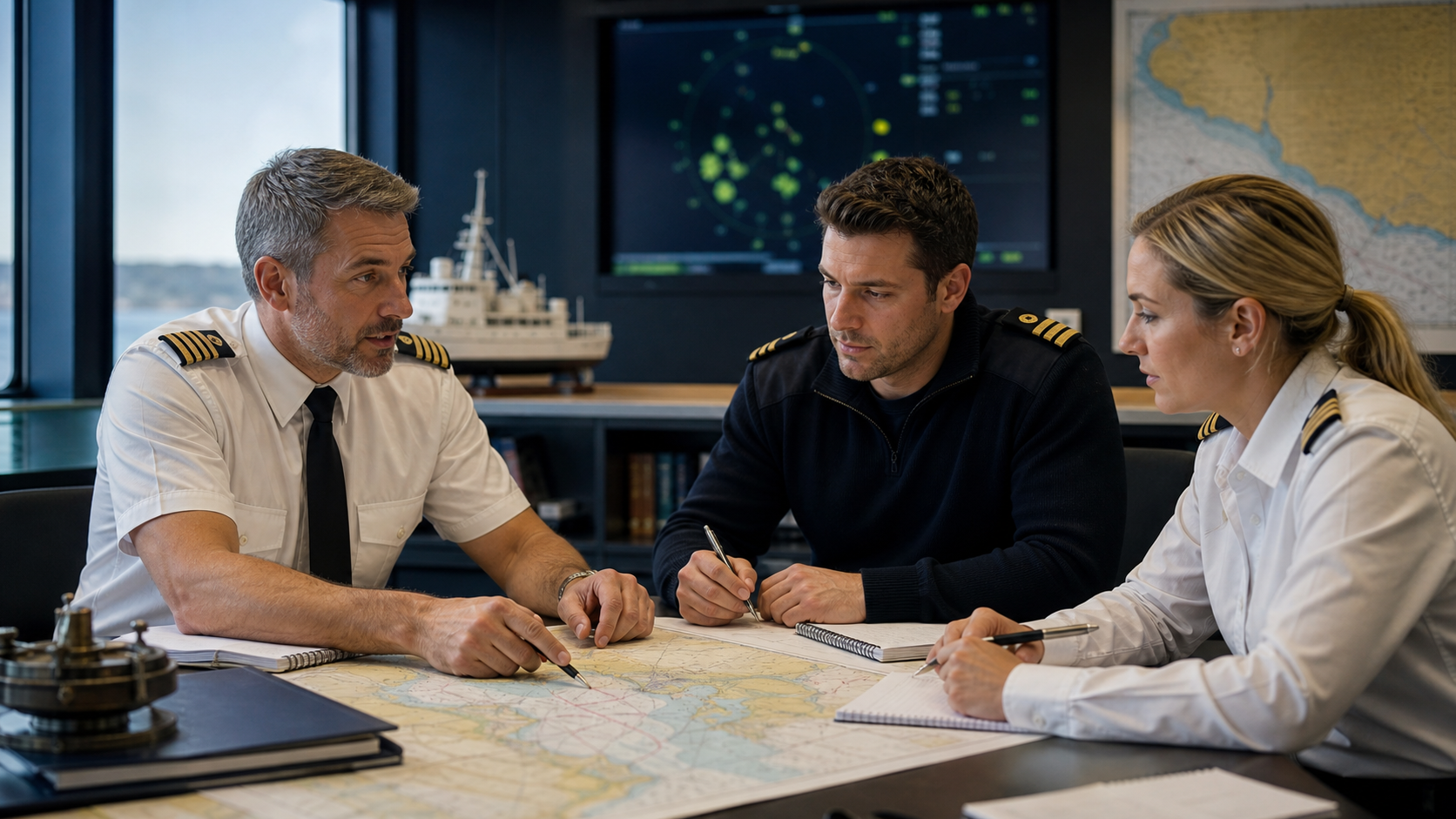 MCA oral exam preparation in a maritime classroom